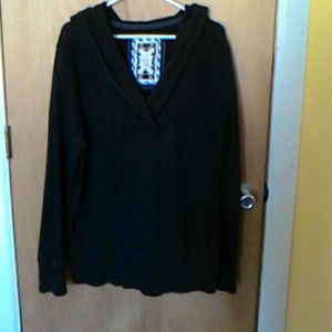 Black V-Neck Hoodie